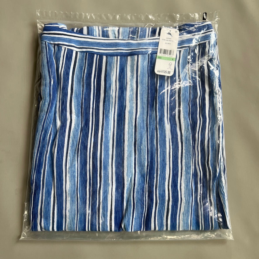 TOMMY BAHAMA Women's Divine Lines Maxi Skirt White Blue Boho Stripe Size 8 (New)