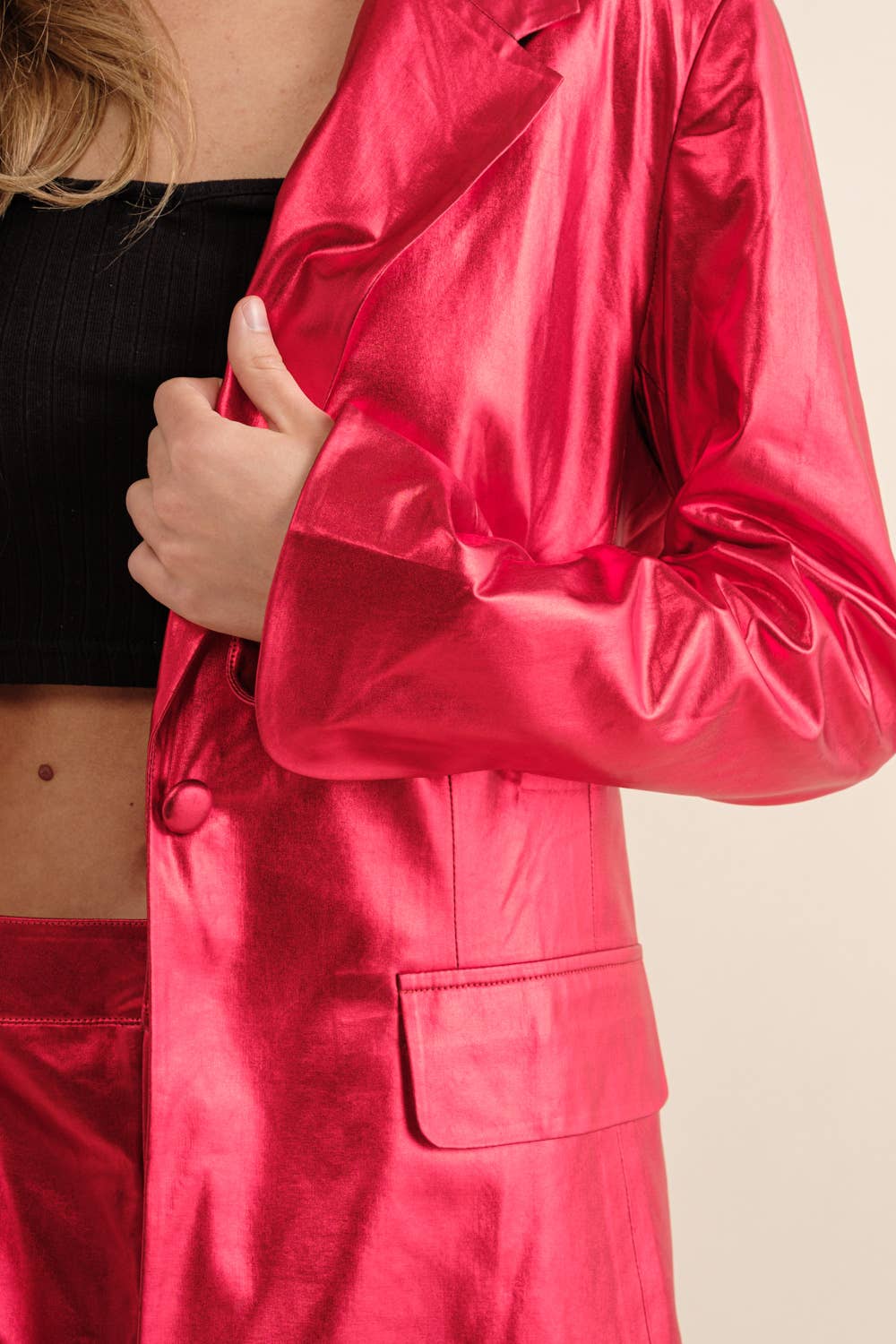 Sleek Metallic Blazer Set