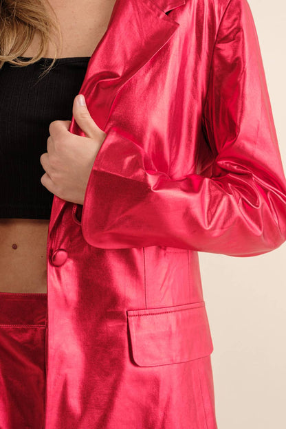 Sleek Metallic Blazer Set