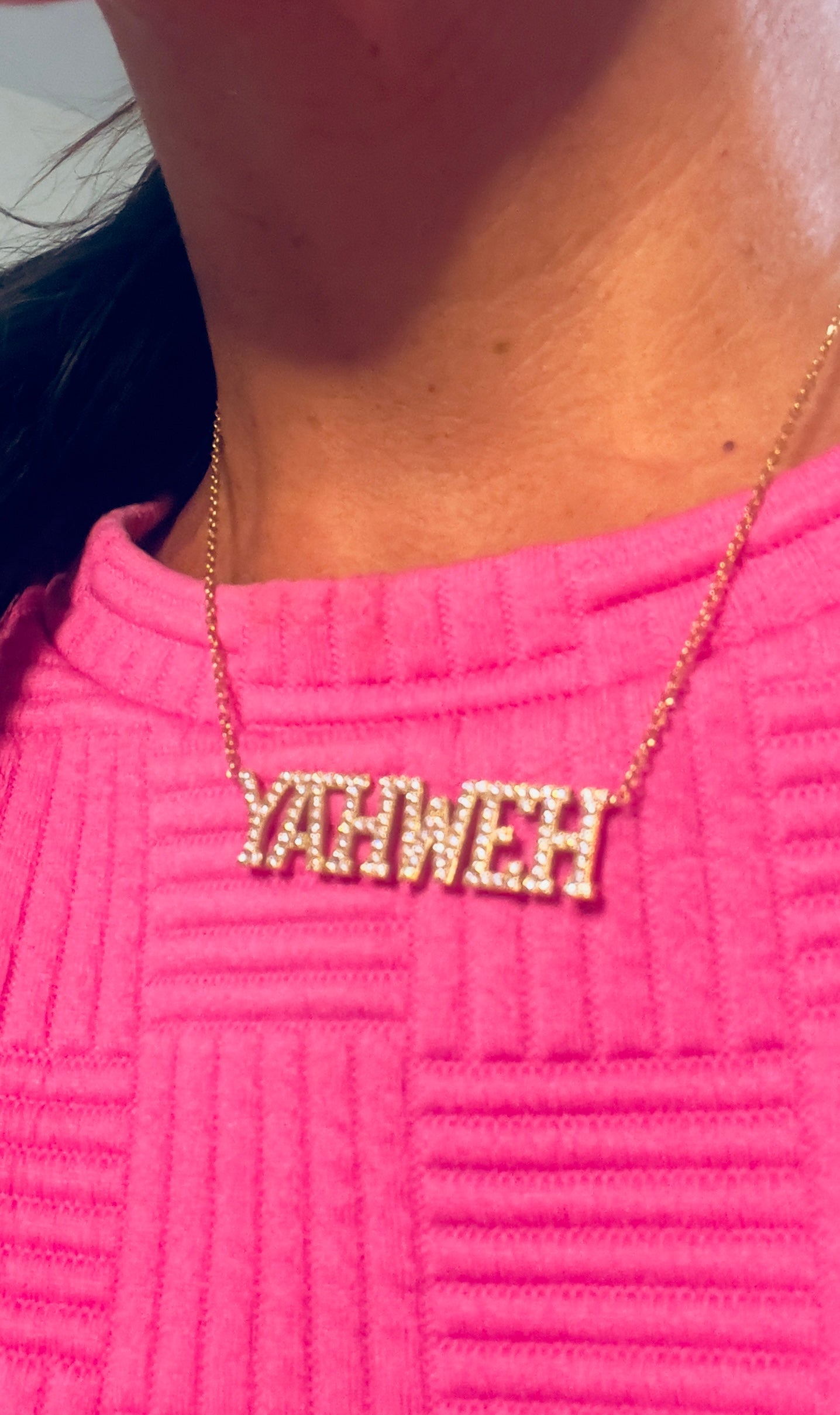 YAHWEH 18k CZ necklace