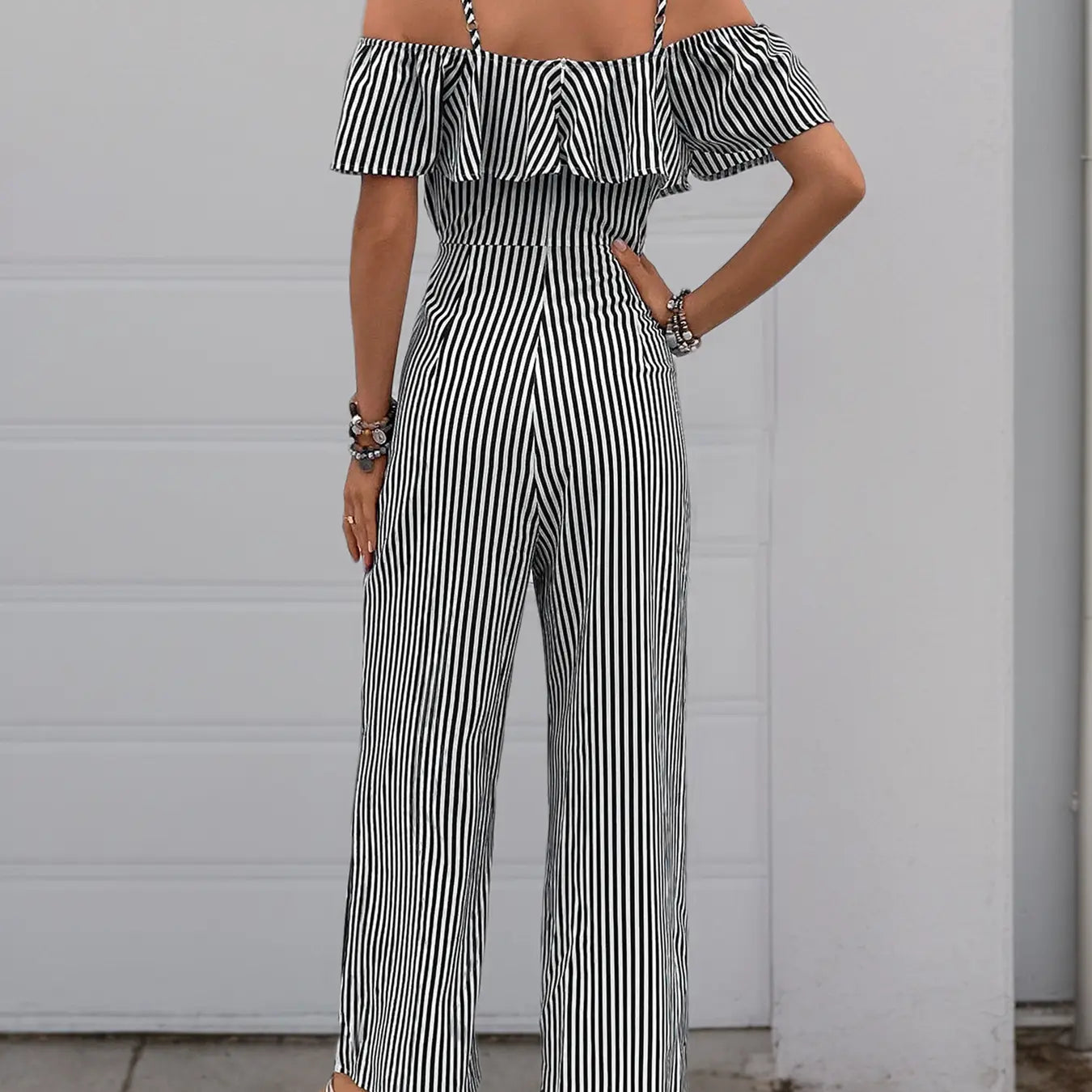 Black & White Stripe Lotus Jumpsuit