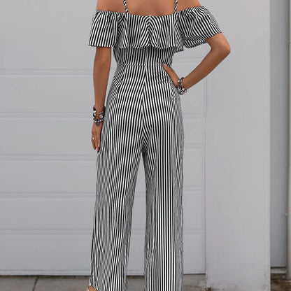 Black & White Stripe Lotus Jumpsuit