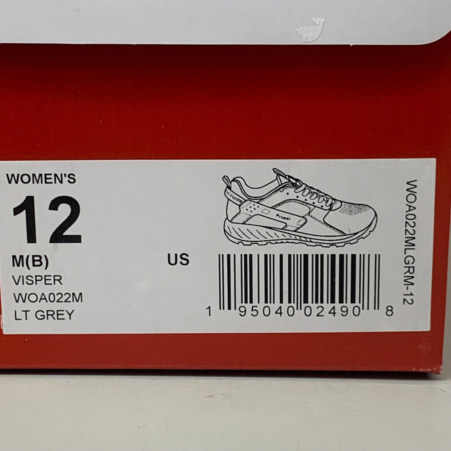 PROPET Visper Diabetic Hiking Sneaker Orthotic M(B) Women's SZ 12 LT Grey WOA022MLGRM-12