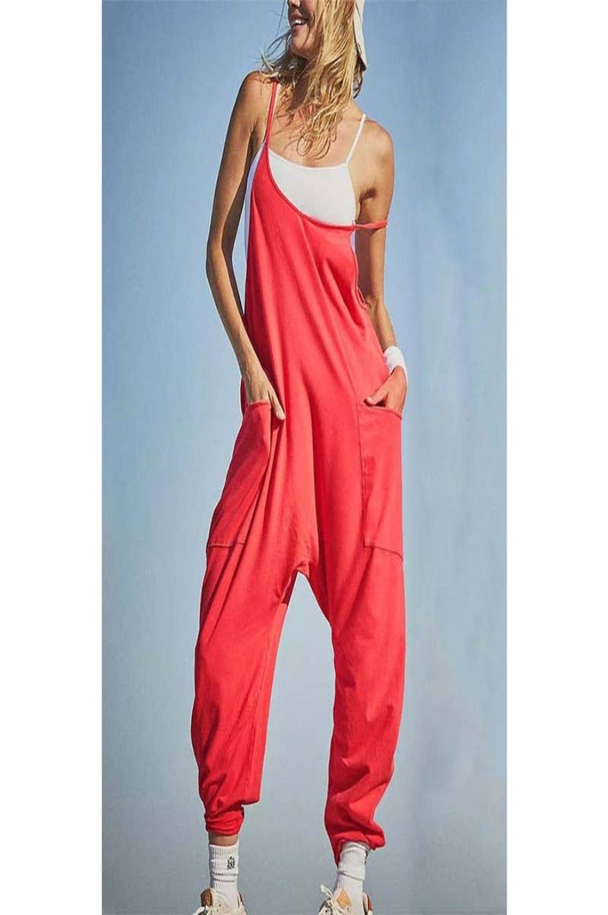 Feisty Coral overall jumpsuit