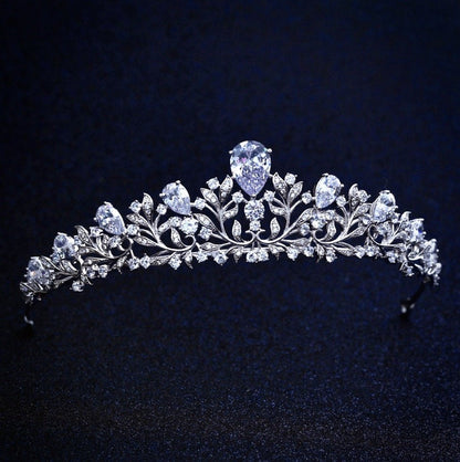 Brianna - Wedding Cubic Zirconia Tiara - Available in Silver, Rose Gold and Yellow Gold