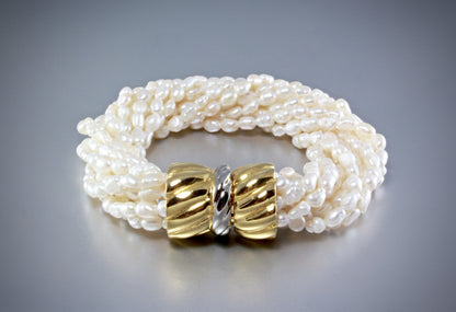 "London" - Multi-Strand Freshwater Pearl Bridal Bracelet