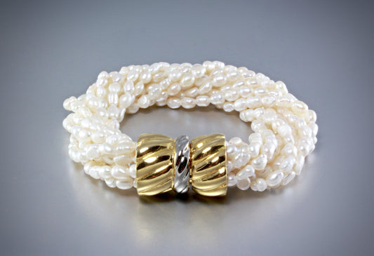 "London" - Multi-Strand Freshwater Pearl Bridal Bracelet