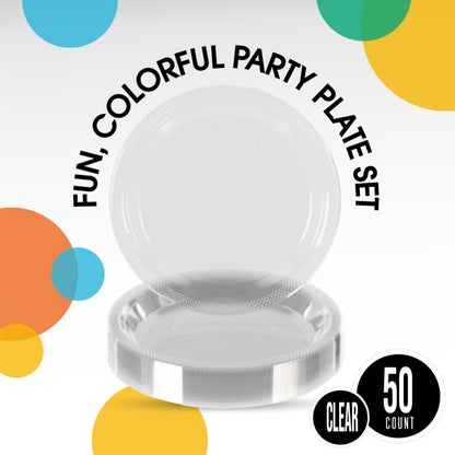 7 In. Clear Plastic Plates | 50 Count