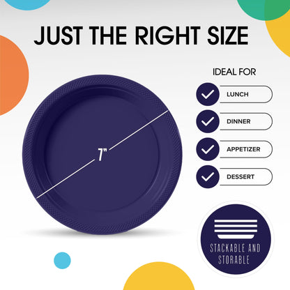 7 In. Navy Plastic Plates | 50 Count