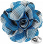 Vittorio Vico Unisex Metallic Silver Accent Plaid Flower Lapel Pin