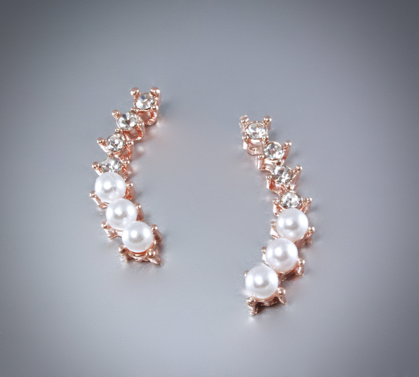 Carly - Pearl and Cubic Zirconia Bridal Earrings