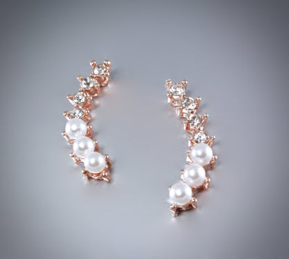 Carly - Pearl and Cubic Zirconia Bridal Earrings