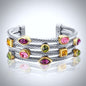 "Blossom" - Two-Tone Multicolor Cubic Zirconia Cuff Bracelet