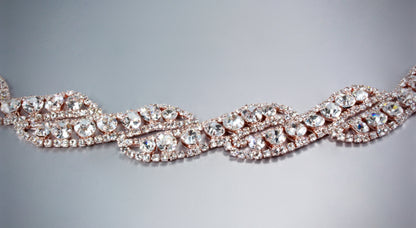 Liza - Rhinestone Bridal Belt/Sash - Available in Rose Gold, Silver and Yellow Gold