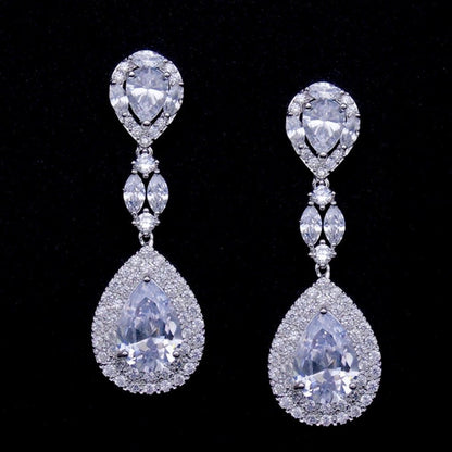 "Morning Star" - Cubic Zirconia Bridal Earrings - Available in Silver, Rose Gold and Yellow Gold
