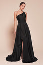 One Shoulder Satin A-Line Dress