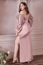 Soft Satin Long Sleeve Curve Dress