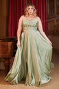 Satin Strapless Keyhole A-Line Dress