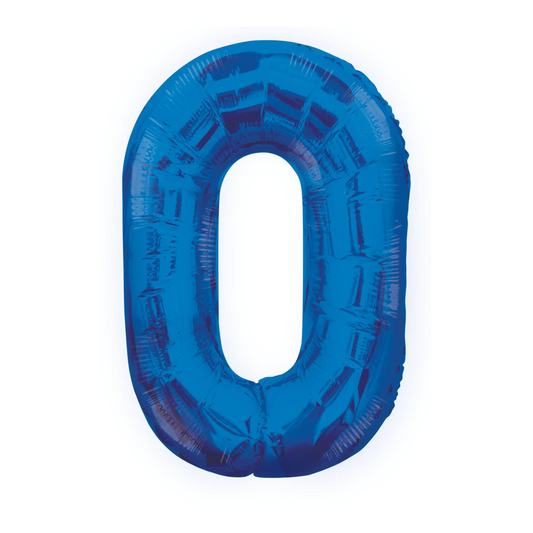 34 In. Blue Number 0 Balloon