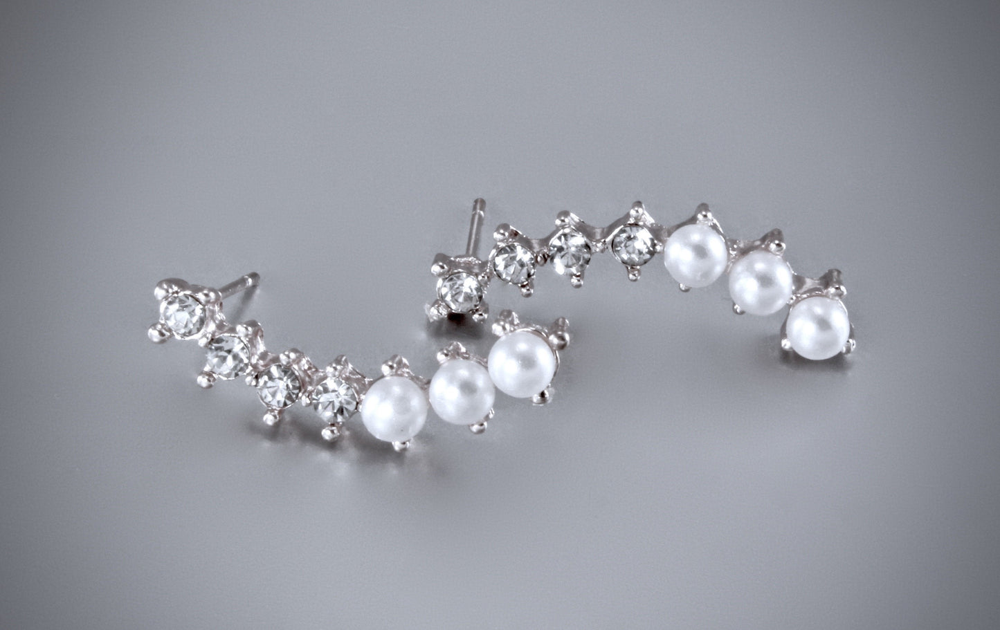 Carly - Pearl and Cubic Zirconia Bridal Earrings