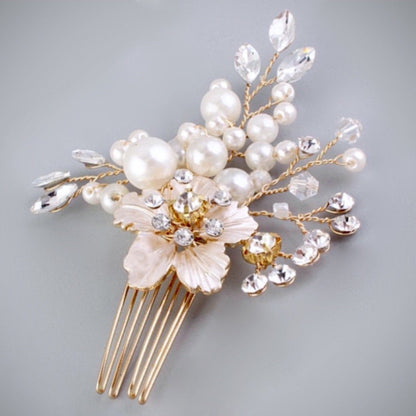 "Lorelei" - Pearl and Crystal Bridal Hair Comb