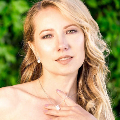 Heidi - Pearl and Cubic Zirconia Jewelry Set - Available in Rose Gold and Silver