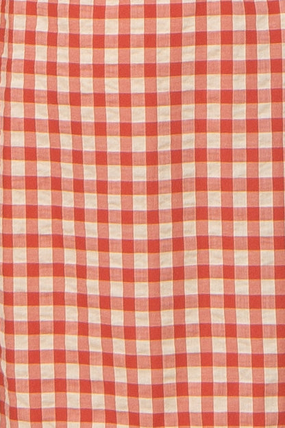 Rust Gingham Smocked Maternity Midi Dress