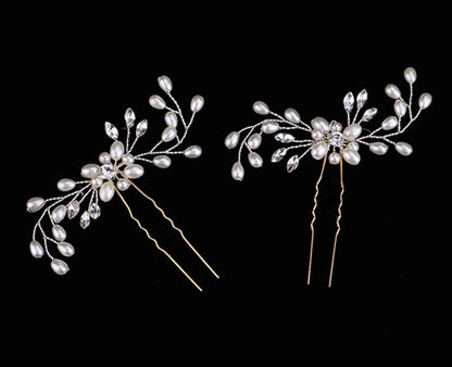 Blanca - Pearl and Crystal Bridal Hair Pin - Set of 3
