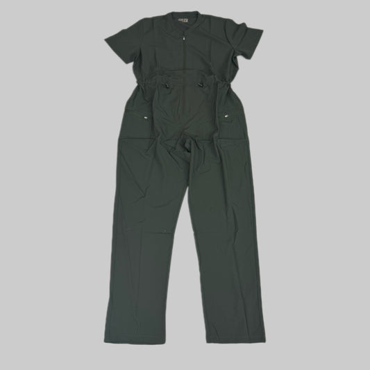 GREEN TOWN 4 Flex Scrubs Jumpsuit Cinch In Waist Women's Sz XL Olive GFX-023AST