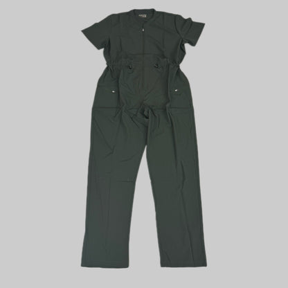GREEN TOWN 4 Flex Scrubs Jumpsuit Cinch In Waist Women's Sz L Olive GFX-023AST