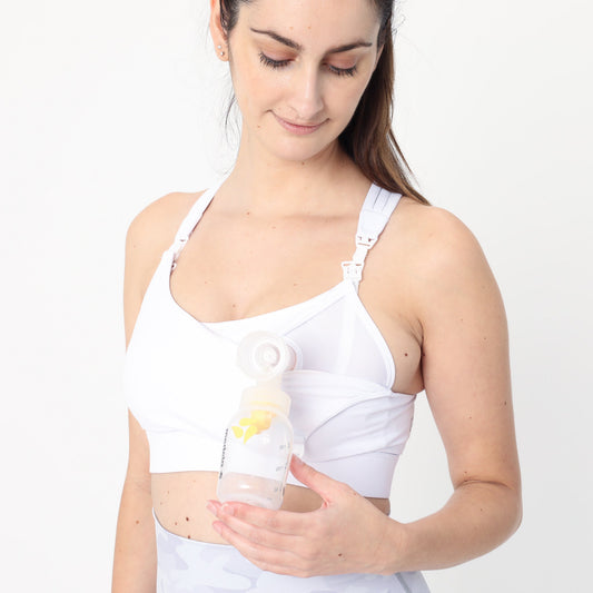 Chloé 4 Running Nursing & Pumping Sports Bra (White Magnolia)