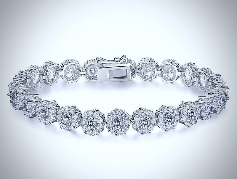 "Ingrid" - Cubic Zirconia Bridal Bracelet - Available in Rose Gold and Silver