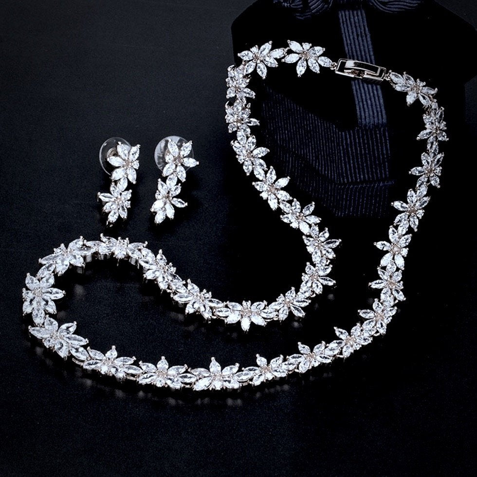 Heather - Cubic Zirconia Bridal Jewelry Set - Available in Silver and Gold