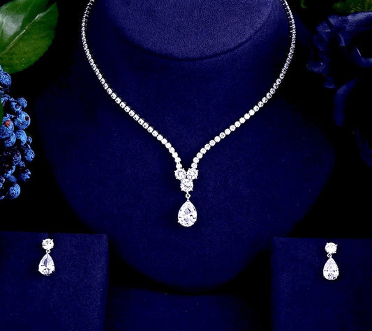 Kia - Cubic Zirconia Bridal Jewelry Set - Available in Silver and Gold