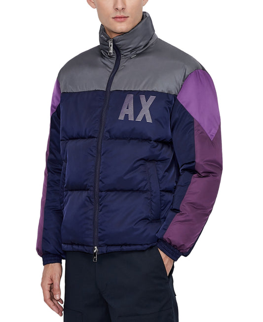 A|X Armani Exchange Men's Bold Colorblock Logo Jacket Purple Size Small