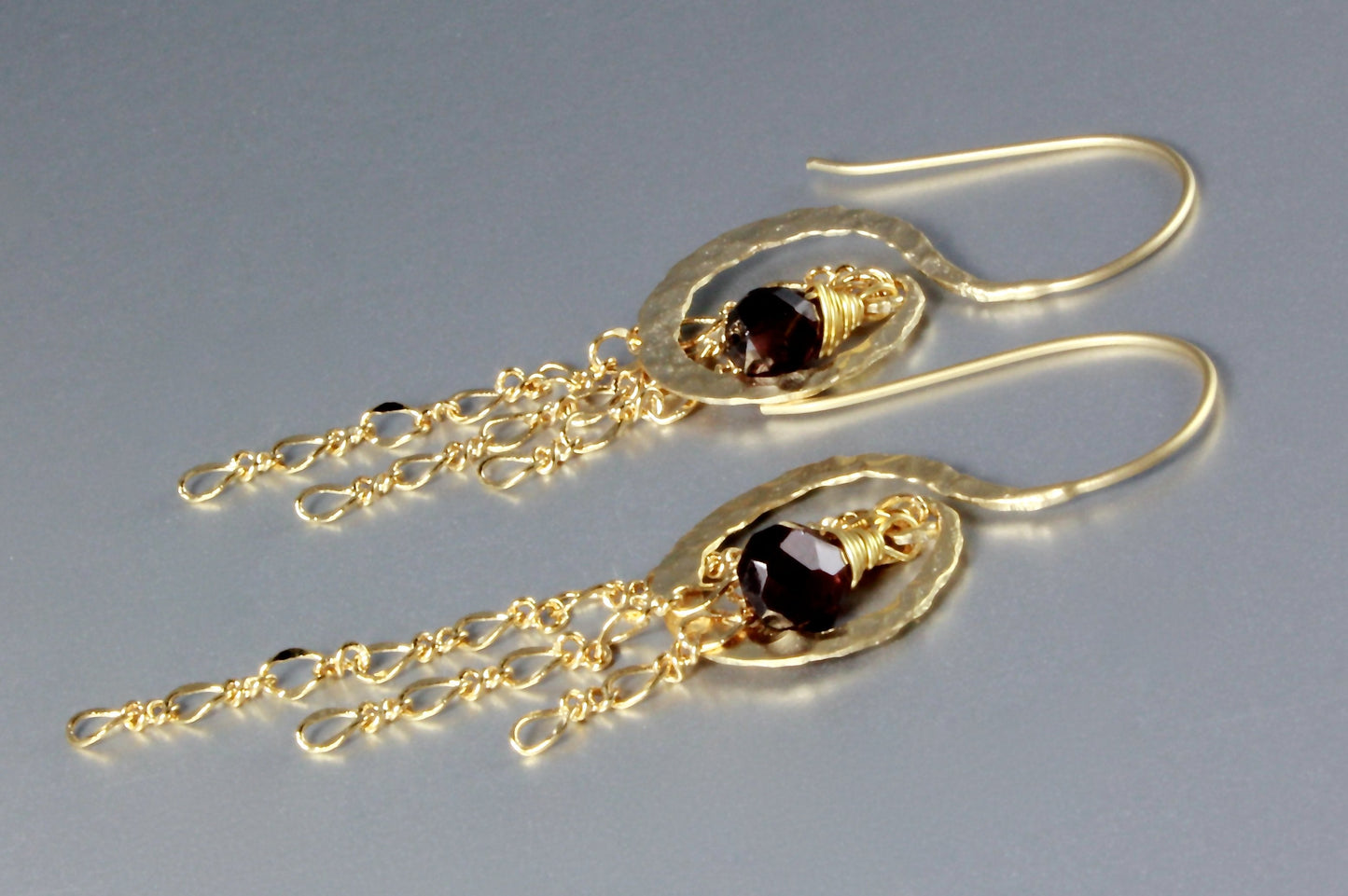"Chantal" - Garnet Bridal Earrings