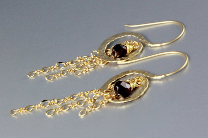 "Chantal" - Garnet Bridal Earrings