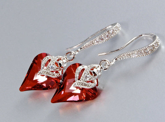 "Endless Love" - Red Wild Heart Swarovski Crystal Earrings