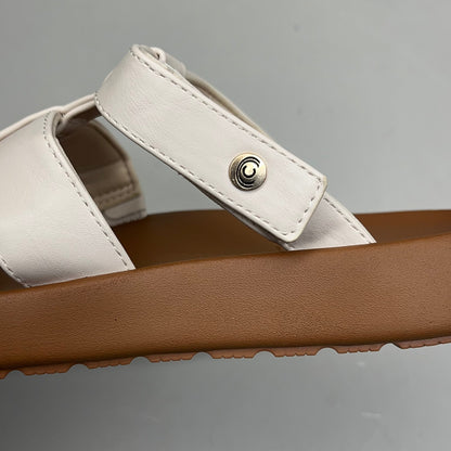 COBIAN Amalfi Synthetic Leather W/ Microfiber Lining Sandals Women's Sz 10, 41 EU Cream AMA25-110-10
