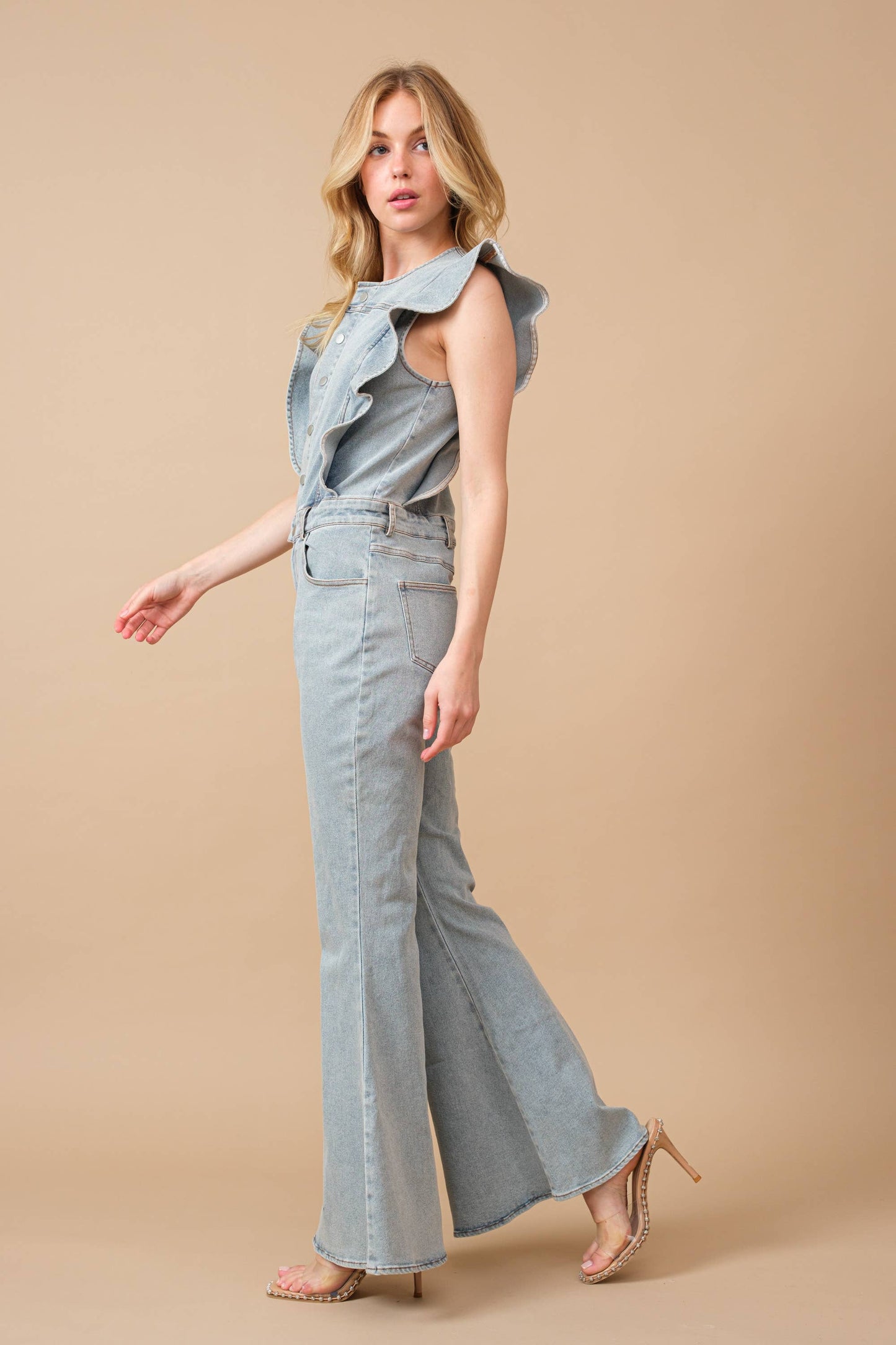 Ruffle Bell Bottom Jumpsuit