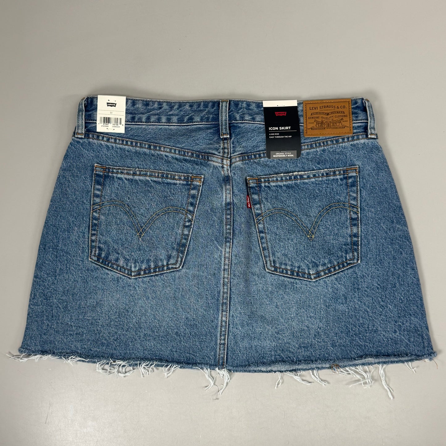 LEVIS Recrafted Icon Skirt Mid Rise Original Women's Sz 30 Novel Notion Med Wash