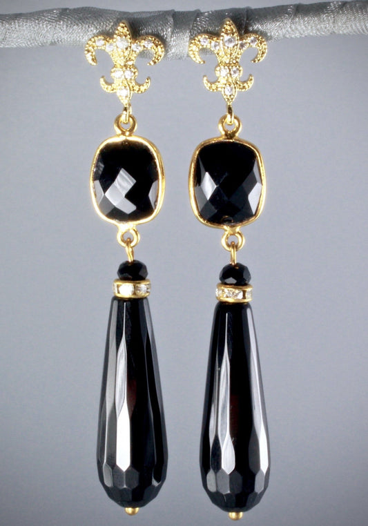 Elizabeth - Victorian Black Onyx Earrings