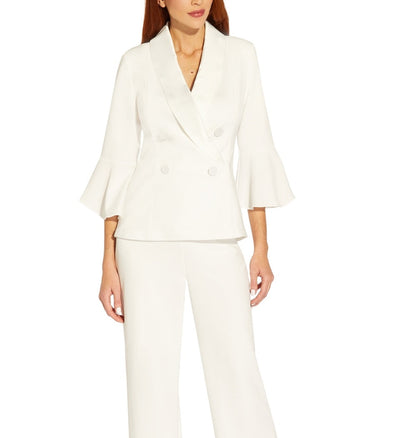 Adrianna Papell Women's Shawl Collar Bell Sleeve Blazer White Size 14
