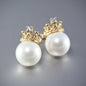 "Crowned" - Bridal Pearl Stud Earrings