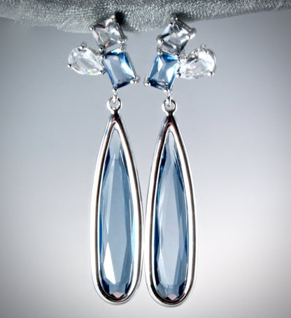 Enya - Blue Marquise Cubic Zirconia Earrings