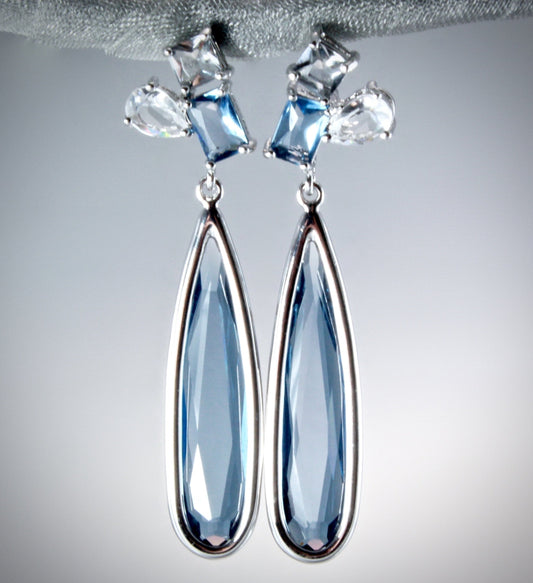 Enya - Blue Marquise Cubic Zirconia Earrings