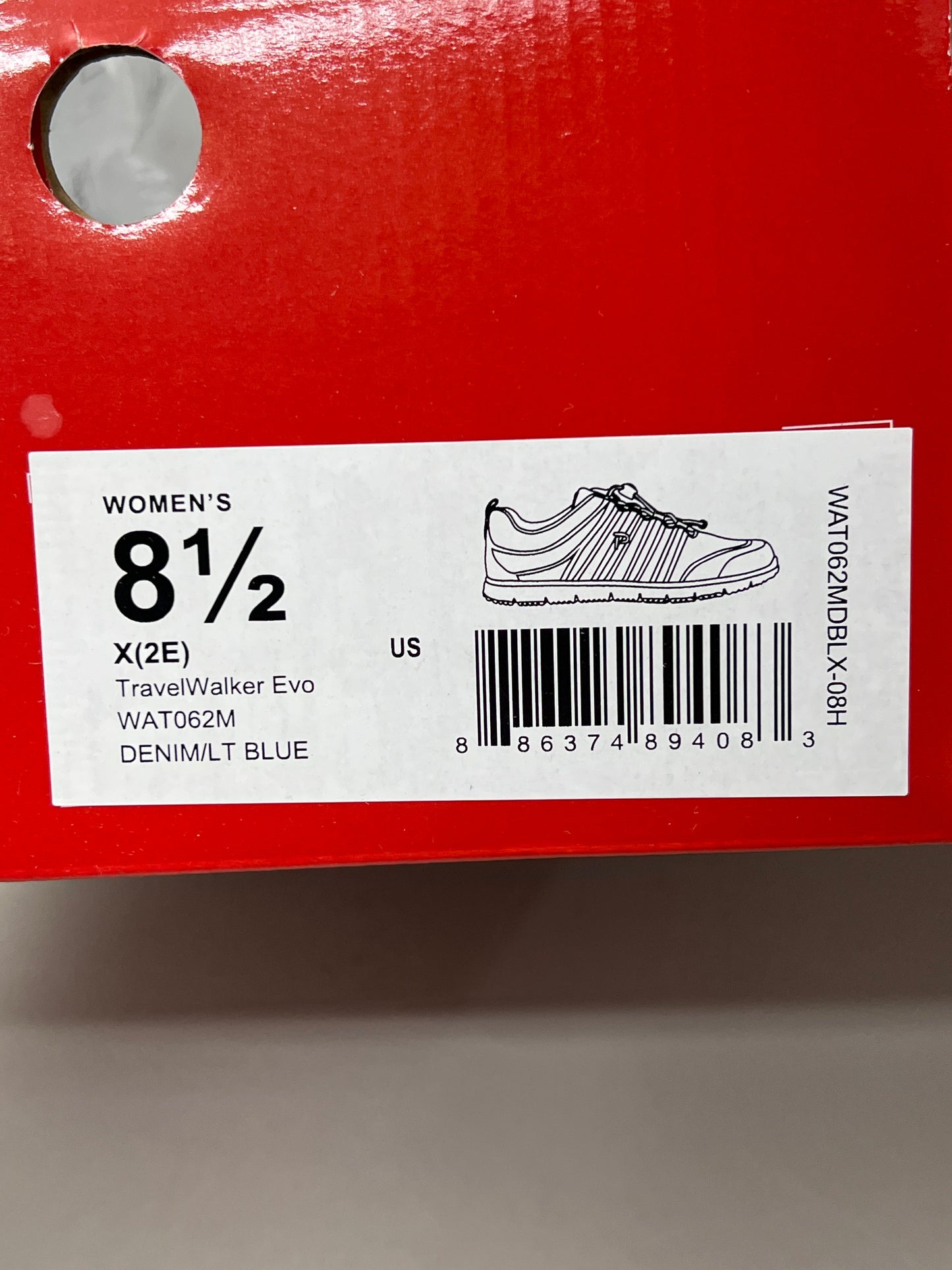 PROPET Travel Walker Evo Shoe Women's Sz 8.5 X(2E) Denim/Light Blue WAT062M