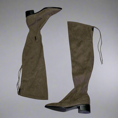MARC FISHER  LTD Over The Knee Boot Pointy Toe Partial Zip Women's Sz 8.5 Brown