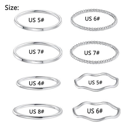 8 Pieces Stainless Steel Minimalist Ring Set