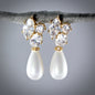 Alexia - Bridal Pearl Drop Earrings - Available in Silver and Yellow Gold